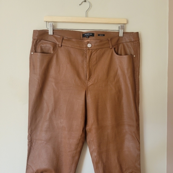Lafayette 148 New York Mercer Nappa  Leather Pants Brown - Picture 6 of 11